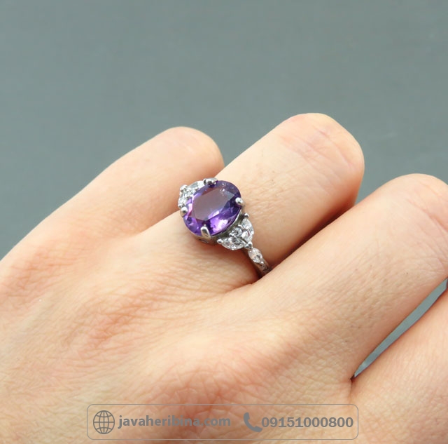 انگشتر آمتیست نقره زنانه خوش رنگ _کد:35052