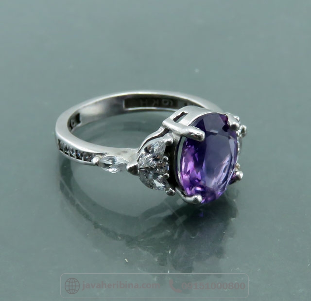 انگشتر آمتیست نقره زنانه خوش رنگ _کد:35052