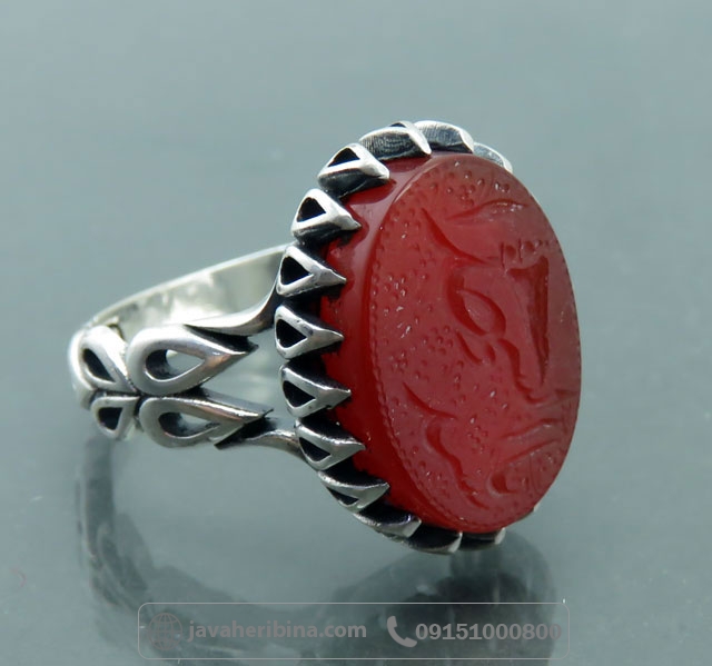 انگشتر عقیق قرمز با حکاکی یا سیدالشهدا _کد:35054