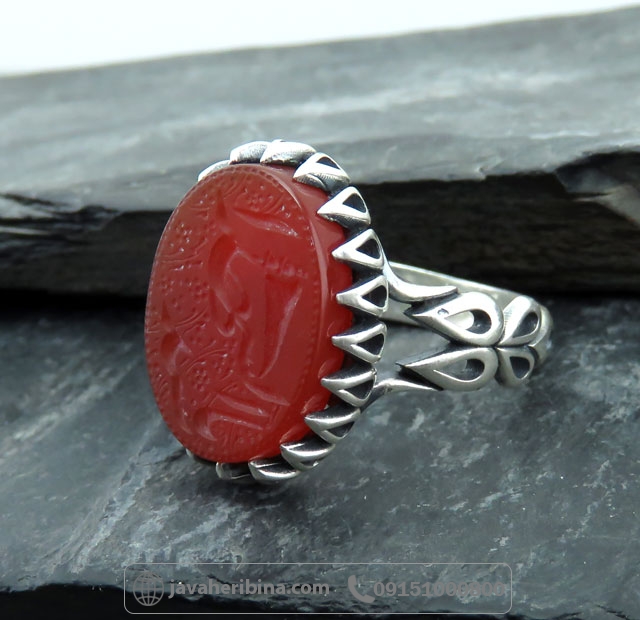 انگشتر عقیق قرمز با حکاکی یا سیدالشهدا _کد:35054