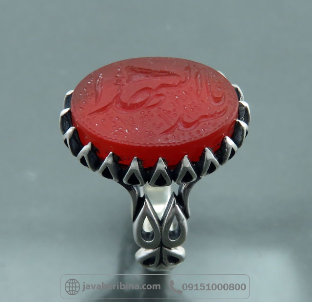 انگشتر عقیق قرمز با حکاکی یا سیدالشهدا _کد:35054