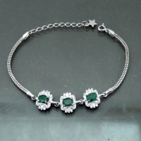 دستبند زمرد نقره زنانه رودیوم _کد:35055