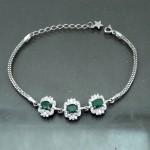 دستبند زمرد نقره زنانه رودیوم _کد:۳۵۰۵۵