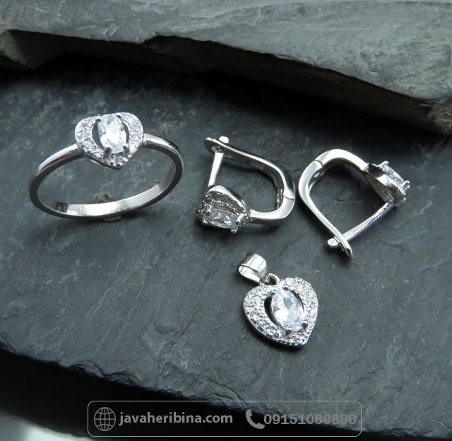 سرویس نقره طرح قلب رودیوم _کد:35056