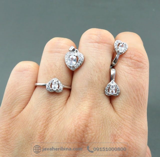 سرویس نقره طرح قلب رودیوم _کد:35056