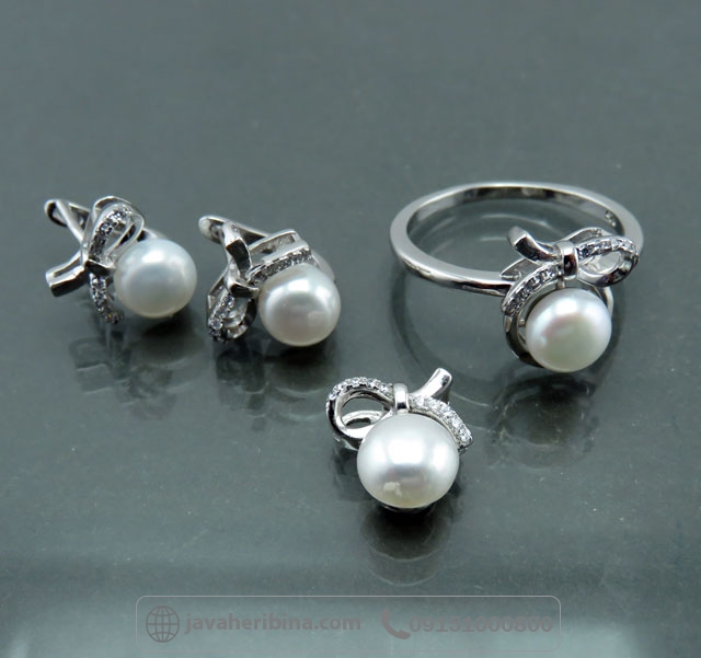 سرویس مروارید نقره زنانه بسیار زیبا _کد:35057