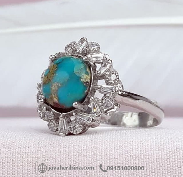 انگشتر فیروزه نیشابوری نقره زنانه _کد:35076