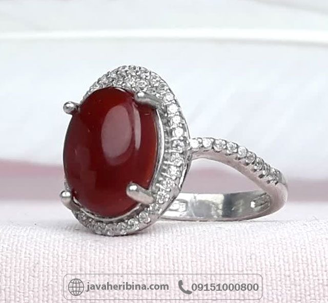 انگشتر عقیق یمنی سرخ جواهری زنانه _کد:35078