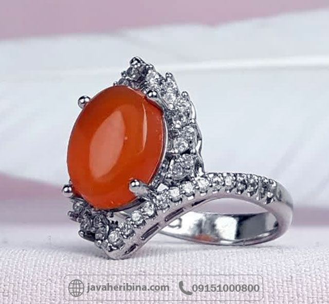 انگشتر عقیق یمنی سرخ نقره زنانه زیبا _کد:35080