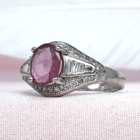 انگشتر یاقوت سرخ نقره زنانه خوش رنگ _کد:35081