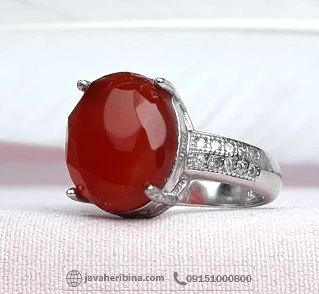 انگشتر عقیق یمنی سرخ نقره زنانه _کد:35082