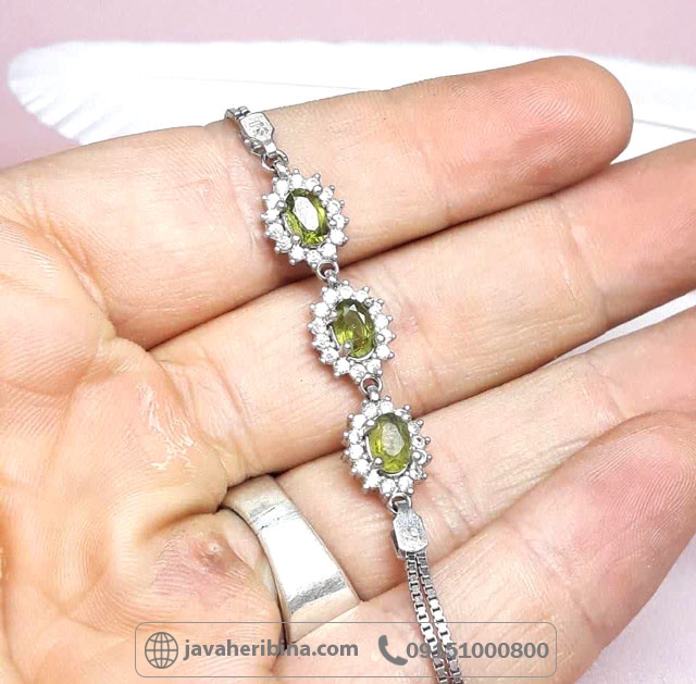 دستبند زبرجد نقره زنانه _کد:35087