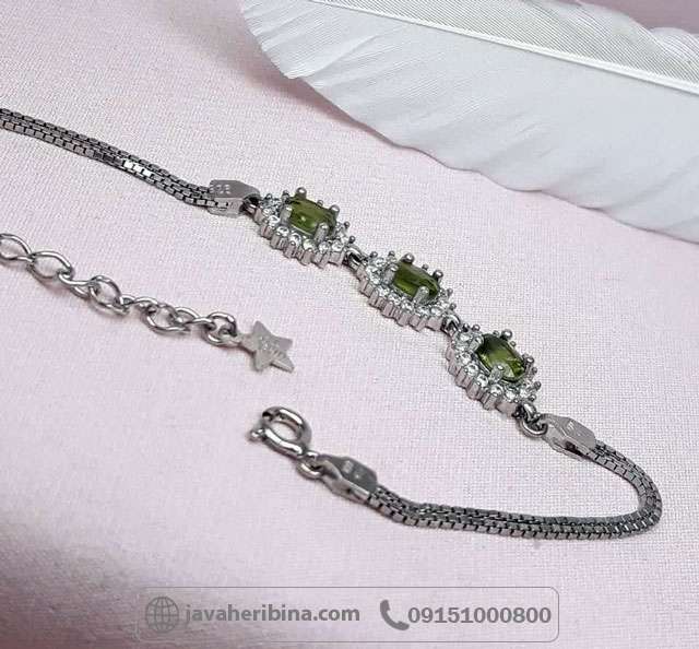 دستبند زبرجد نقره زنانه _کد:35087