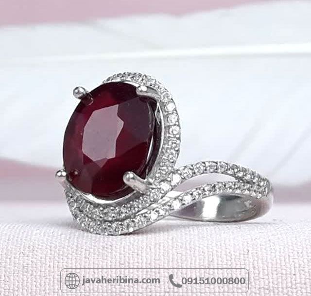 انگشتر یاقوت سرخ آفریقایی نقره زنانه _کد:35095