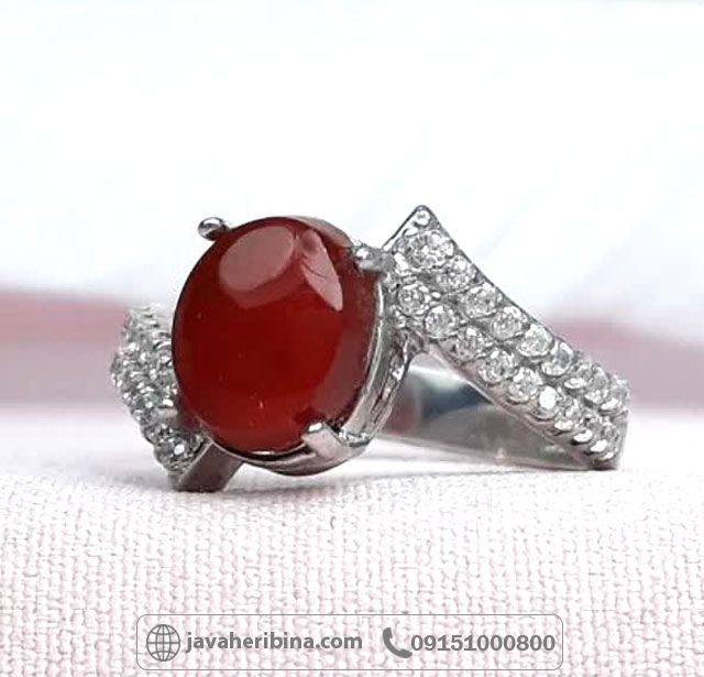 انگشتر عقیق یمنی سرخ زنانه _کد:35096