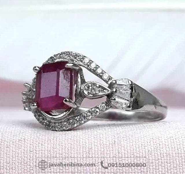 انگشتر یاقوت سرخ نقره زنانه زیبا _کد:35098