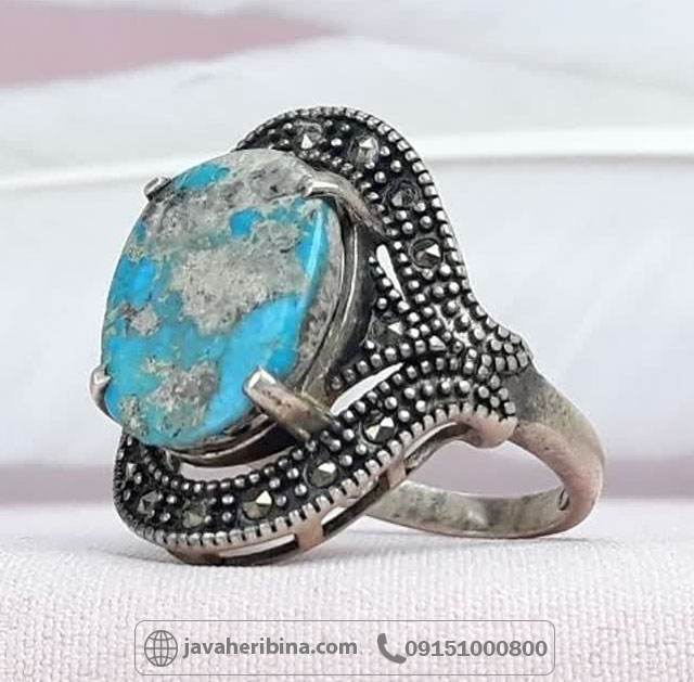 انگشتر فیروزه نیشابوری نقره زنانه _کد:35101