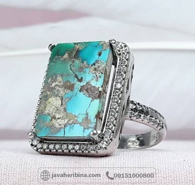 انگشتر فیروزه نیشابوری درشت و زیبا _کد:35103