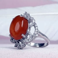 انگشتر عقیق یمنی سرخ نقره زنانه 