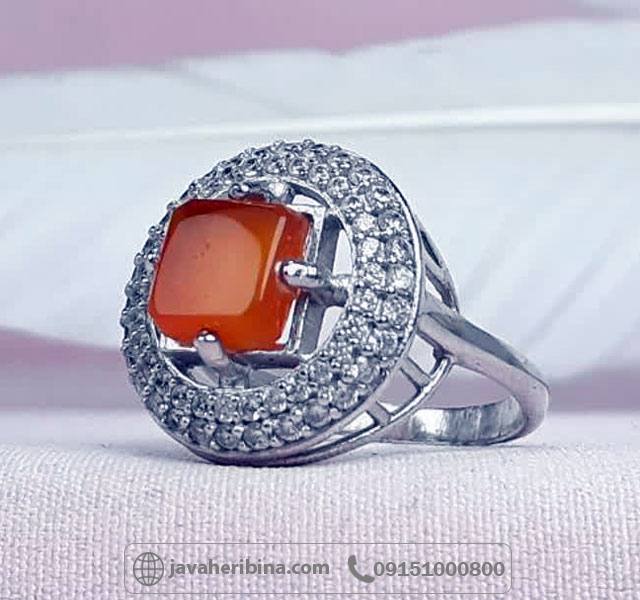 انگشتر عقیق یمنی سرخ با تراش زیبا _کد:35108