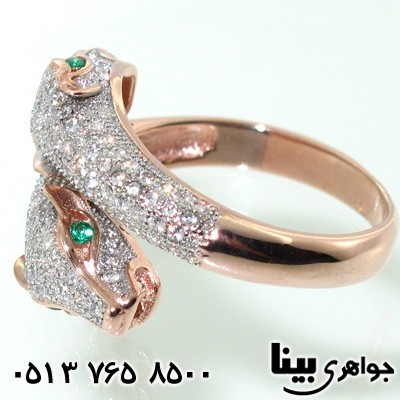 انگشتر ابسیدین دو سر جگوار زنانه
