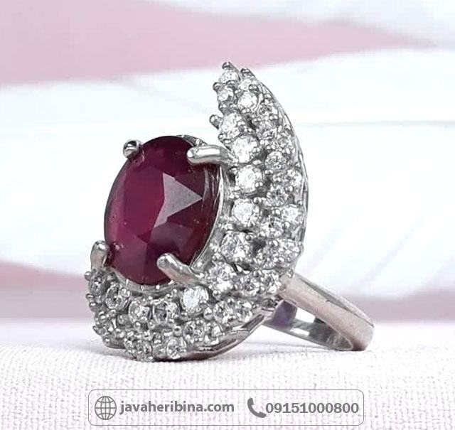 انگشتر یاقوت سرخ نقره زنانه رودیوم _کد:35112