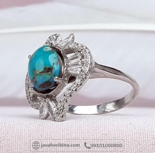 انگشتر فیروزه نیشابوری نقره زنانه _کد:35115