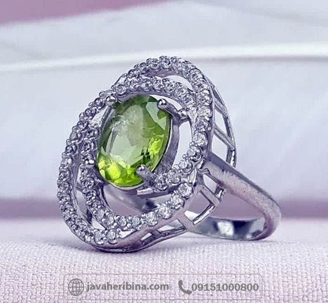 انگشتر زبرجد نقره زنانه با طراحی خاص _کد:35117