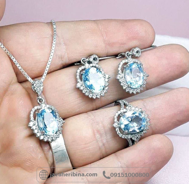 سرویس توپاز نقره زنانه زیبا _کد:35122