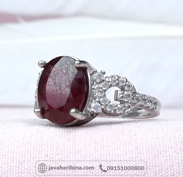 انگشتر یاقوت سرخ نقره زنانه رودیوم _کد:35124