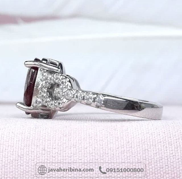 انگشتر یاقوت سرخ نقره زنانه رودیوم _کد:35124