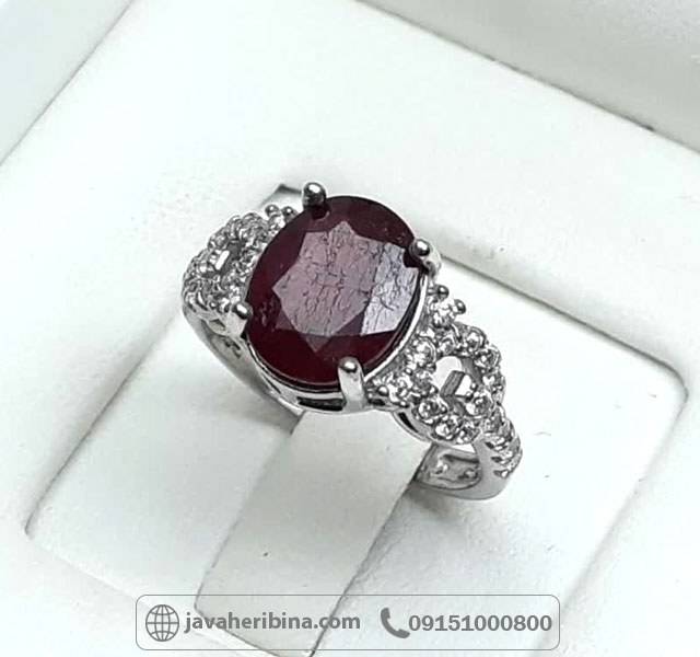 انگشتر یاقوت سرخ نقره زنانه رودیوم _کد:35124