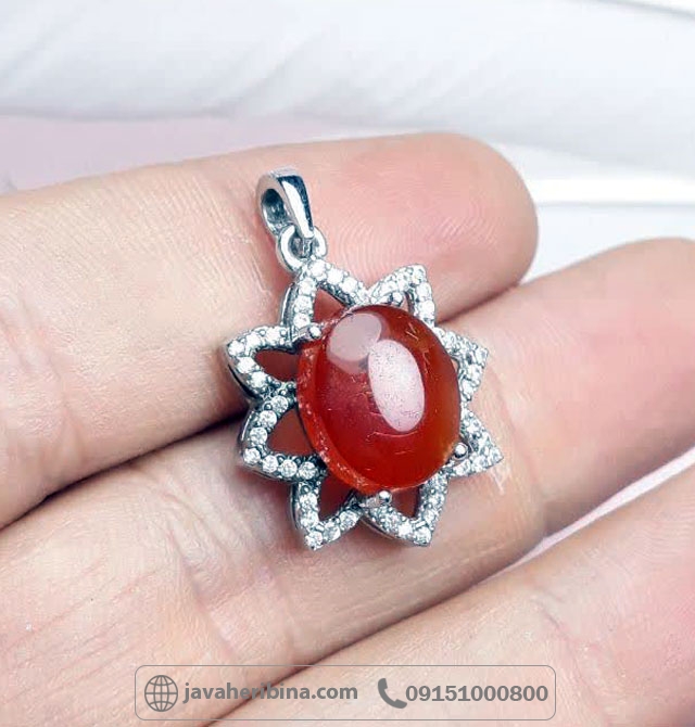 گردنبند عقیق یمنی سرخ طرح خورشید _کد:35125