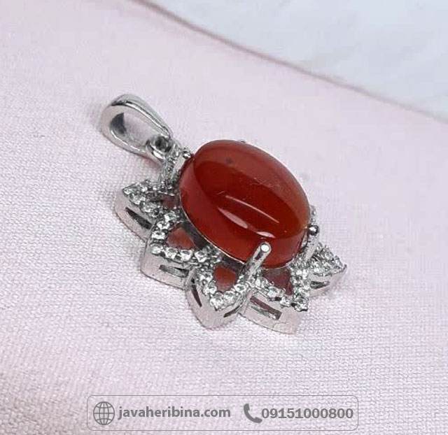 گردنبند عقیق یمنی سرخ طرح خورشید _کد:35125