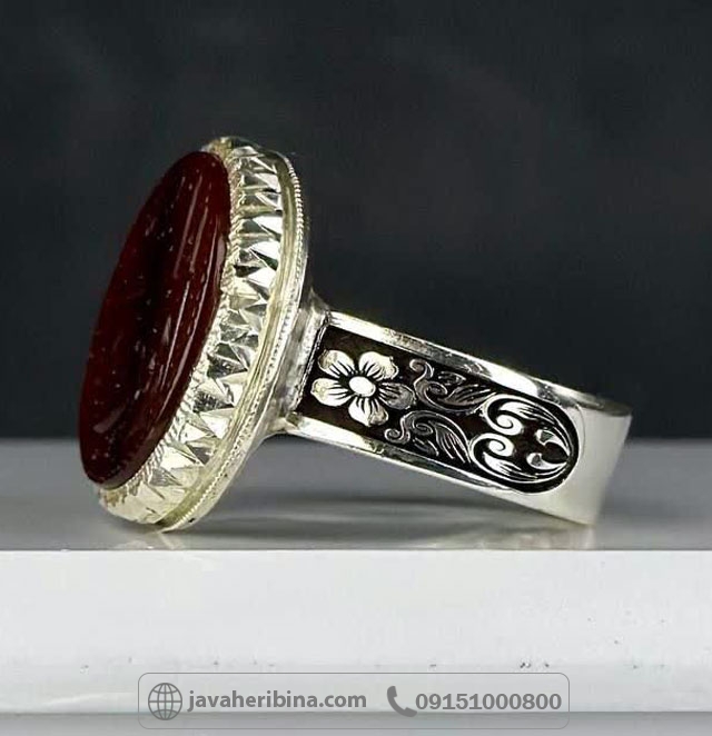 انگشتر عقیق دورنگ مردانه با قابلیت حکاکی مدنظر _کد:35128