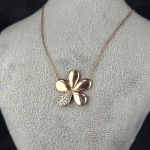 گردنبند نقره طرح گل همراه با زنجیر با روکش رودیوم _کد:35129