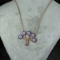 گردنبند نقره طرح درخت همراه با زنجیر با روکش رودیوم 