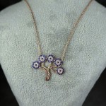 گردنبند نقره طرح درخت همراه با زنجیر با روکش رودیوم _کد:35130