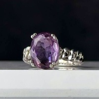 انگشتر آمتیست نقره زنانه خوش رنگ 