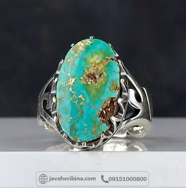 انگشتر فیروزه نیشابوری درشت مردانه _کد:35134
