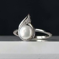 انگشتر مروارید نقره زنانه با روکش رودیوم 