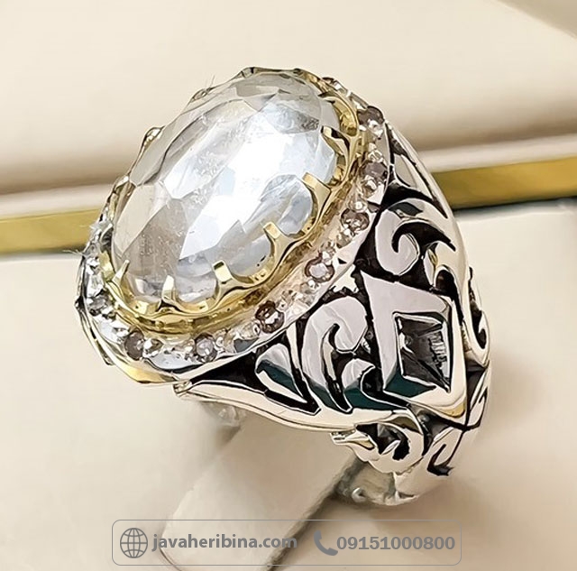 انگشتر در نجف الماس تراش فاخر با مخراج 14 قطعه برلیان _کد:35138