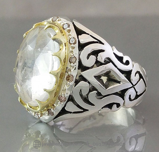 انگشتر در نجف الماس تراش فاخر با مخراج 14 قطعه برلیان _کد:35138