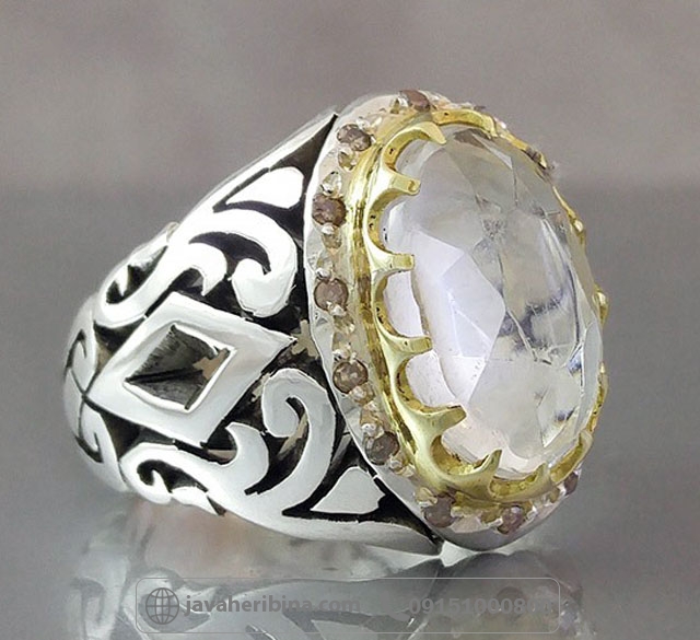 انگشتر در نجف الماس تراش فاخر با مخراج 14 قطعه برلیان _کد:35138