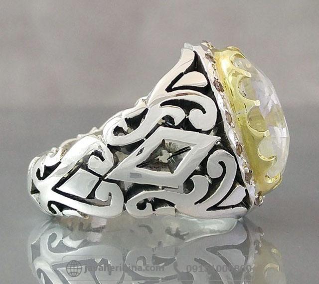 انگشتر در نجف الماس تراش فاخر با مخراج 14 قطعه برلیان _کد:35138