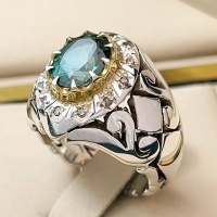 انگشتر توپاز مردانه فاخر همراه 12 قطعه الماس 