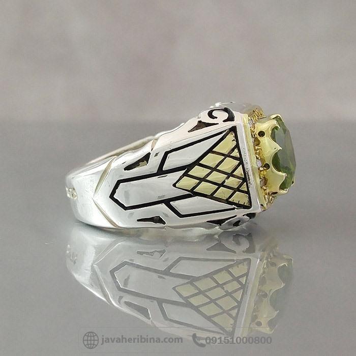 انگشتر زبرجد فاخر با 14 قطعه الماس _کد:35142