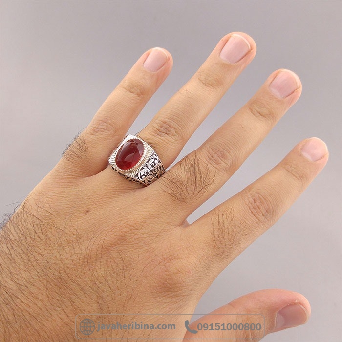 انگشتر عقیق یمنی سرخ فاخر خوشرنگ و زیبا مردانه _کد:35146