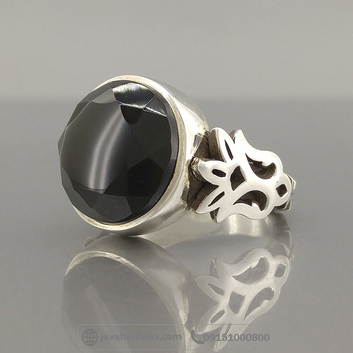 انگشتر عقیق یمنی جزع دست ساز با تراش زیبا همراه با حرز و تربت _کد:35149