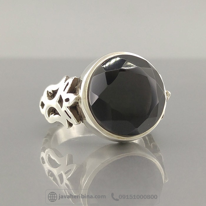 انگشتر عقیق یمنی جزع دست ساز با تراش زیبا همراه با حرز و تربت _کد:35149